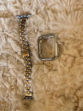 Apple Two-Tone Gold and Silver Stainless Steel Watch Band with Silver Metal Case